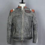 AVIREX FLY Fashion Mens Vintage Genuine Motorcycle Slim Fit Skull Leather Men Black Biker Jacket - Image 2