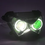 Motorcycle Accesorios Angel Eye LED Headlight Assembly Projector HID Xenon Head Light Faros Led Moto For Kawasaki Z800 Z250 Z300 - Image 3